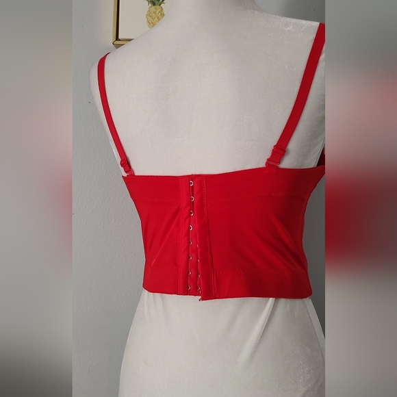 Bustier women faux leather color red style Gothic adjustable straps New L /XL - Picture 6 of 16